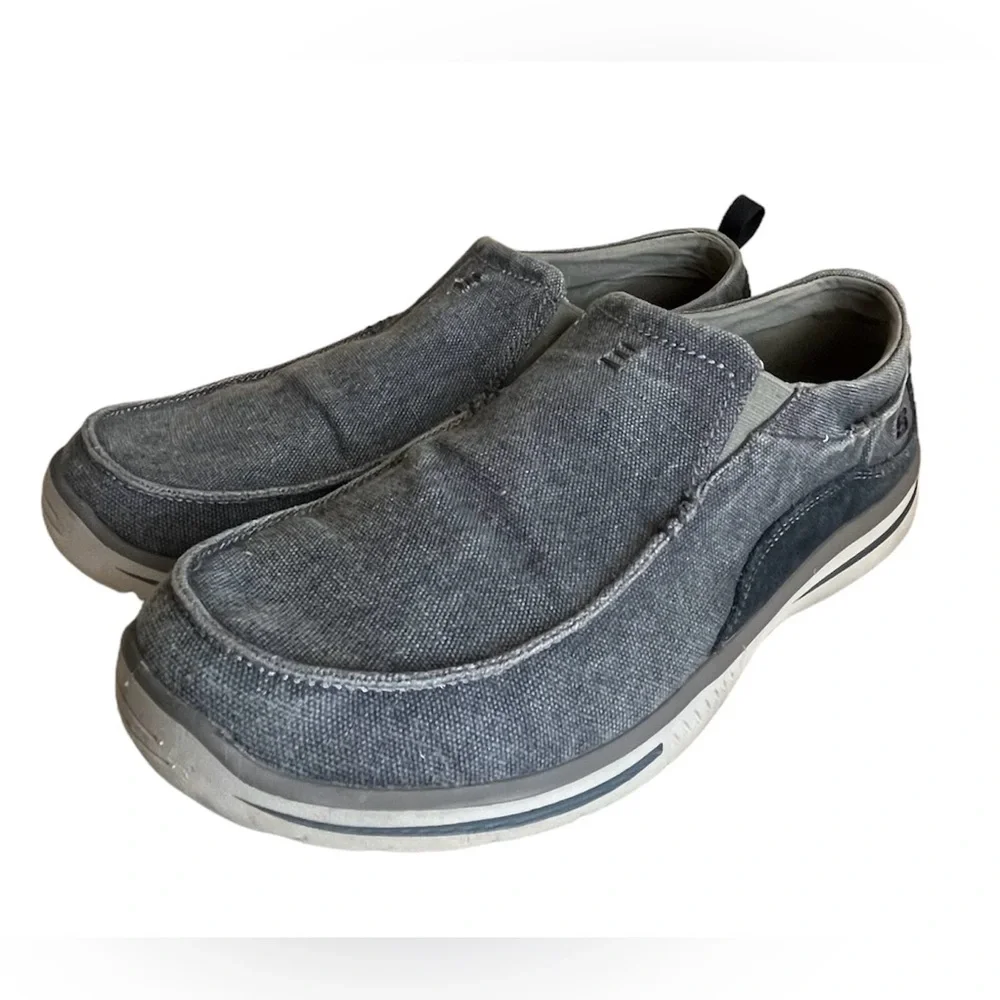 Skechers Relaxed Fit Air Cooled Memory Foam Gray‎ Slip on Men’s Shoes Sz 11